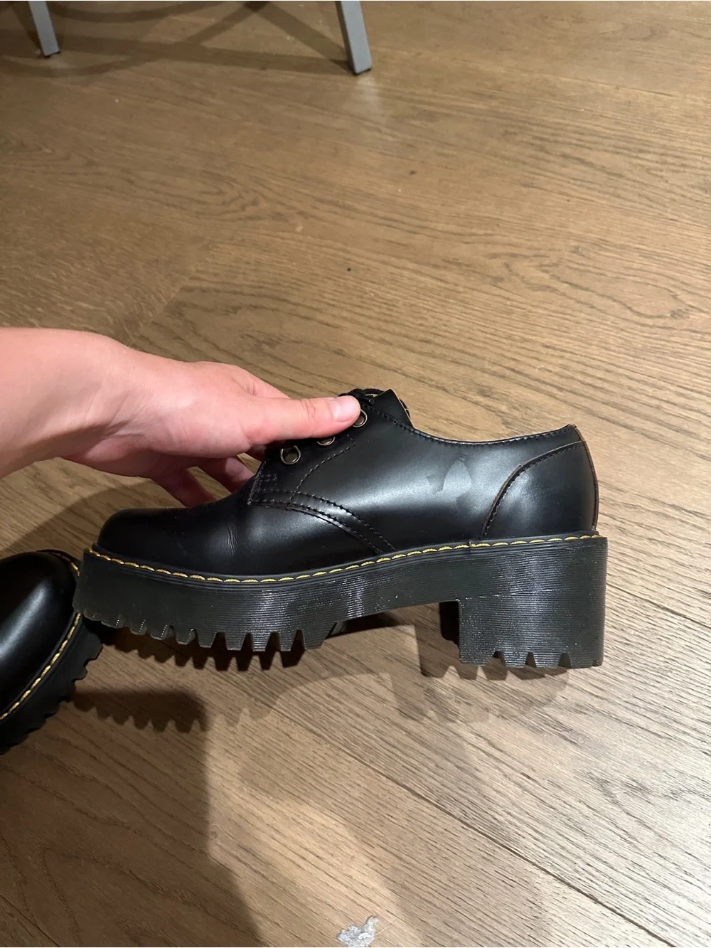 Dr. Martens Black Platform Heeled Oxford Shoes – Size 10